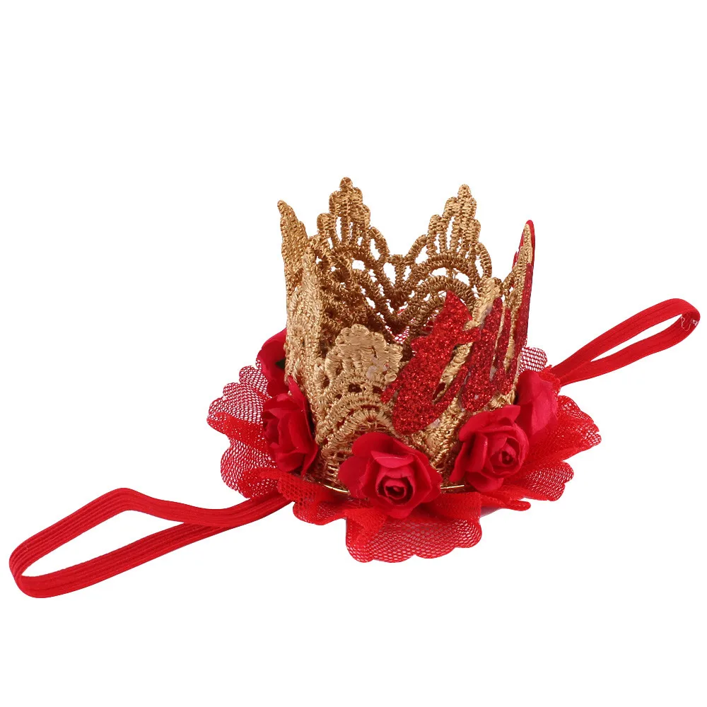 Newborn Crown Headband Princess Crown lace flower headband Baby Girls Hair Band Children Photo Props Hair Accessories