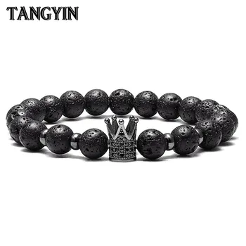 

New High Quality Charm Bead Men's Bracelets Natural Stone Bead Bracelets For Men and Women Fashion Golden Crown Bracelet Gift