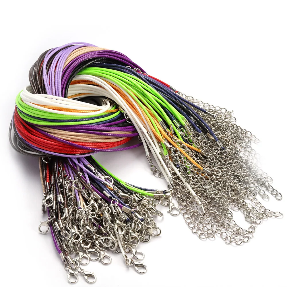 

20Pcs 45cm+5cm Fauxs Leather Handmade Adjustable Braided Rope Pendant Charm Lobster Clasp String Cord for Jewelry Making DIY