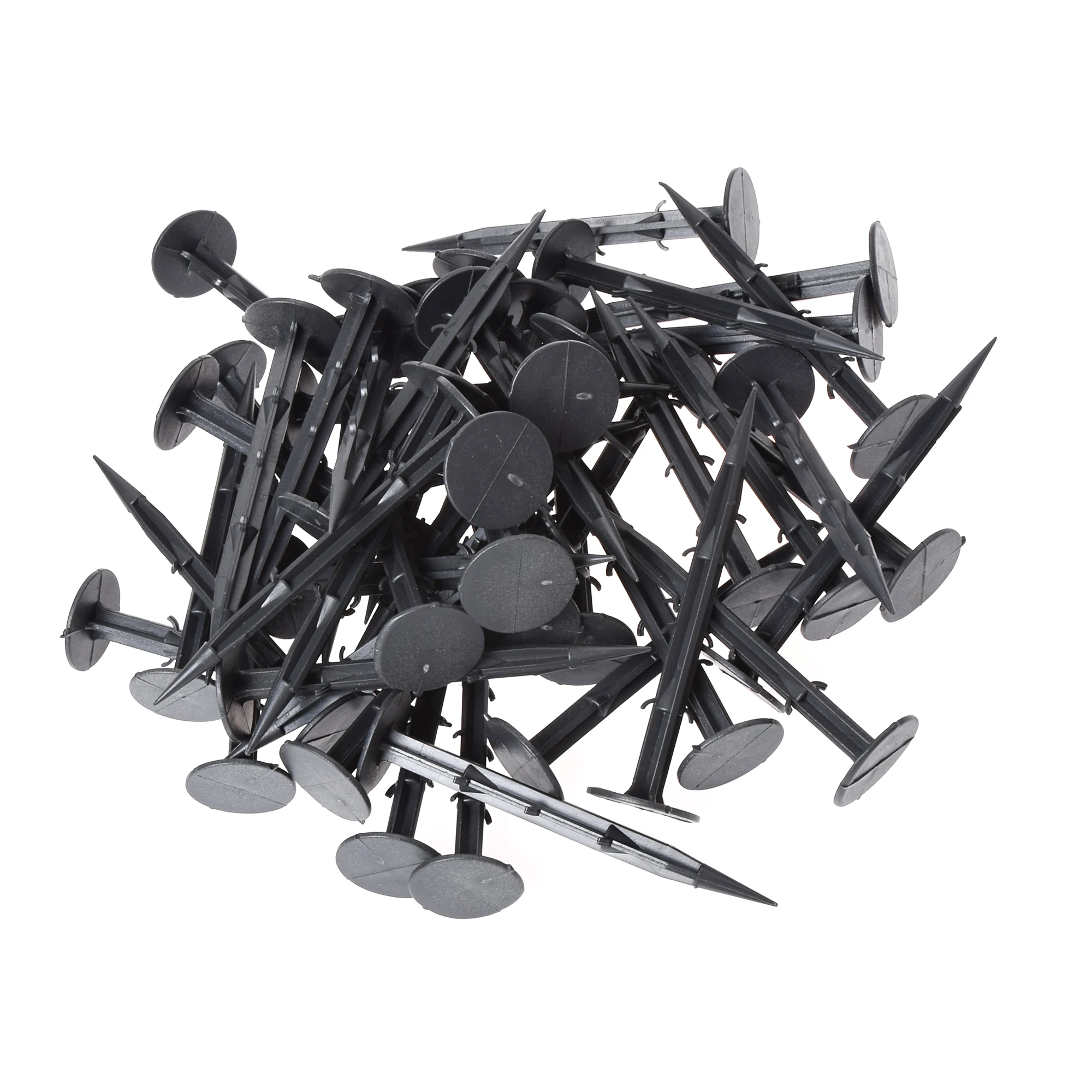50pcs Garden Ground Nail Film Fixed Garden Pegs Pp Outdoor Mulch Shading Black Reusable Greenhouse Film Weed Plastic Fixed Pegs