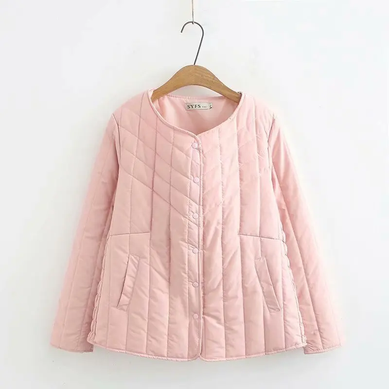 NewBang 4XL Плюс Размер легкое хлопковое пальто женское зимнее теплое Linner пальто без воротника на молнии Feamale тонкие куртки - Цвет: pink