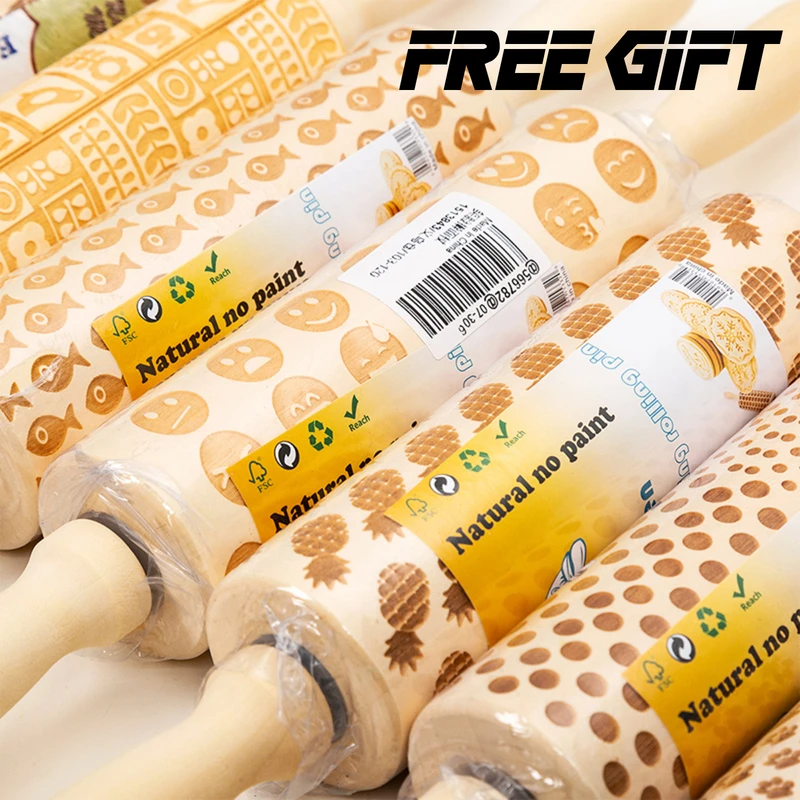

Kitchen Embossing Rolling Pin Frosty Pattern Wooden Baking Cookies Biscuit Tool Fondant Cake Engraved Roller Flower Wisteria