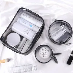 Transparent PVC Cosmetic Bag Portable Zipper Cosmetic Bag Wash Bag Stereo Waterproof Multi-functional Travel Storage Bag