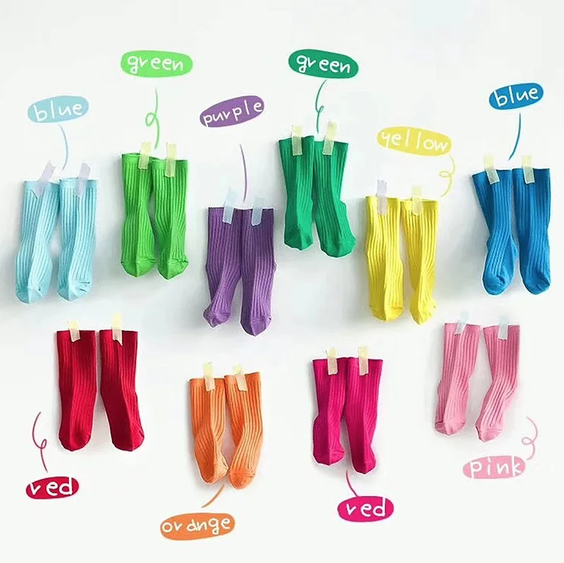 Осенне зимние детские винтажные Носки ярких цветов для мальчиков и девочек