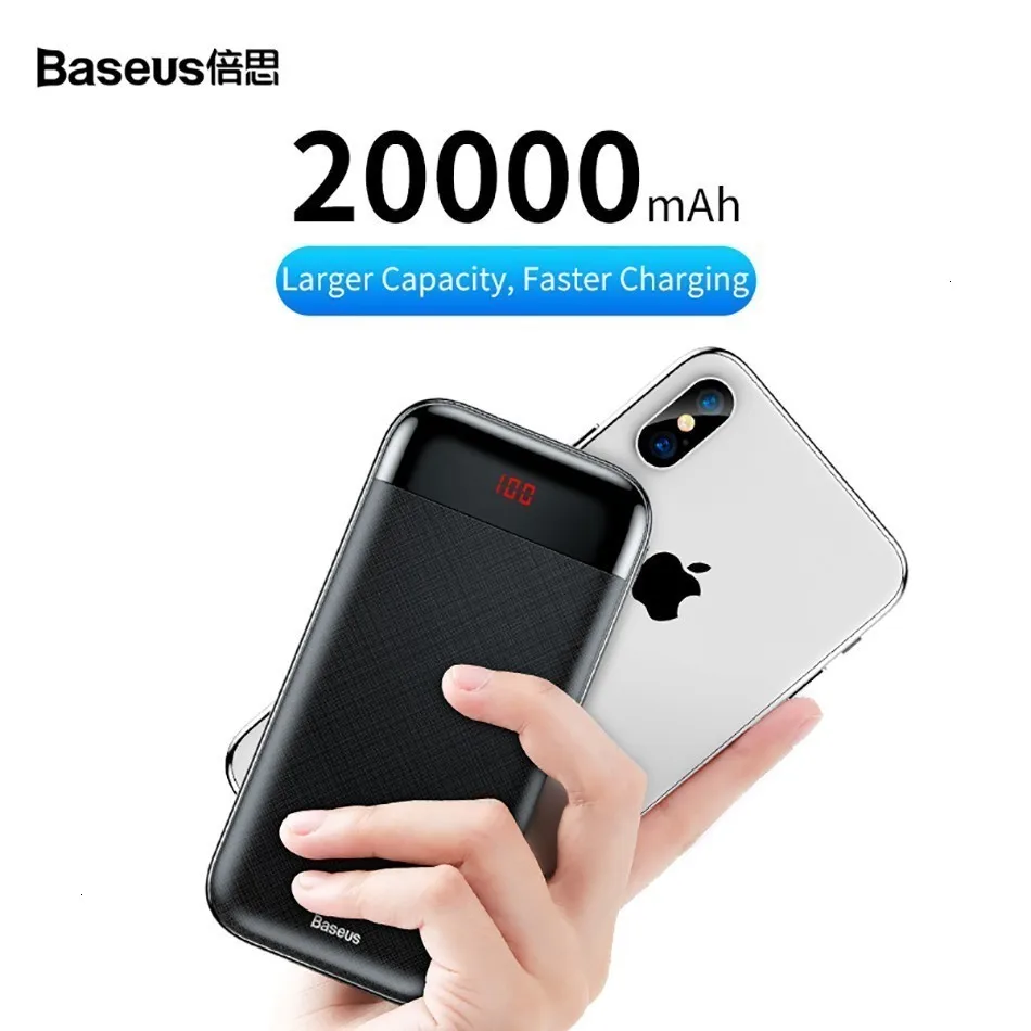 Baseus 20000 мАч Внешний аккумулятор для iPhone 11 Pro Max Xiao mi 20000 мАч портативное зарядное устройство Внешний аккумулятор USB C PD быстрая Внешняя батарея