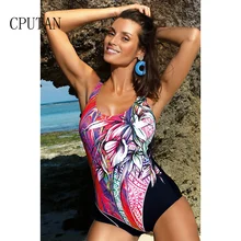 Новинка, Цельный купальник с принтом, купальник с лямкой через шею, пуш-ап, женские винтажные Ретро купальники, пляжная одежда, монокини с вырезом на спине