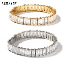 ARMNVNV хип-хоп Bling мужской квадратный браслет с цирконием золотого и серебряного цветов на выбор, подарок для пожилых пар ювелирных изделий