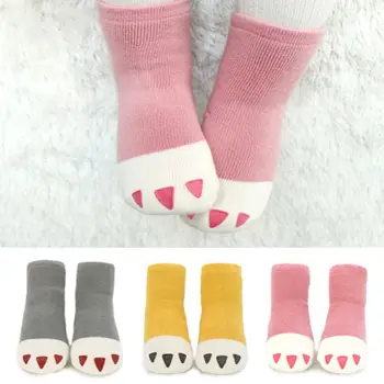 

2020 New Newborn Baby Winter Thick Terry Cartoon Socks Cat Paw Print Anti Slip Hosiery