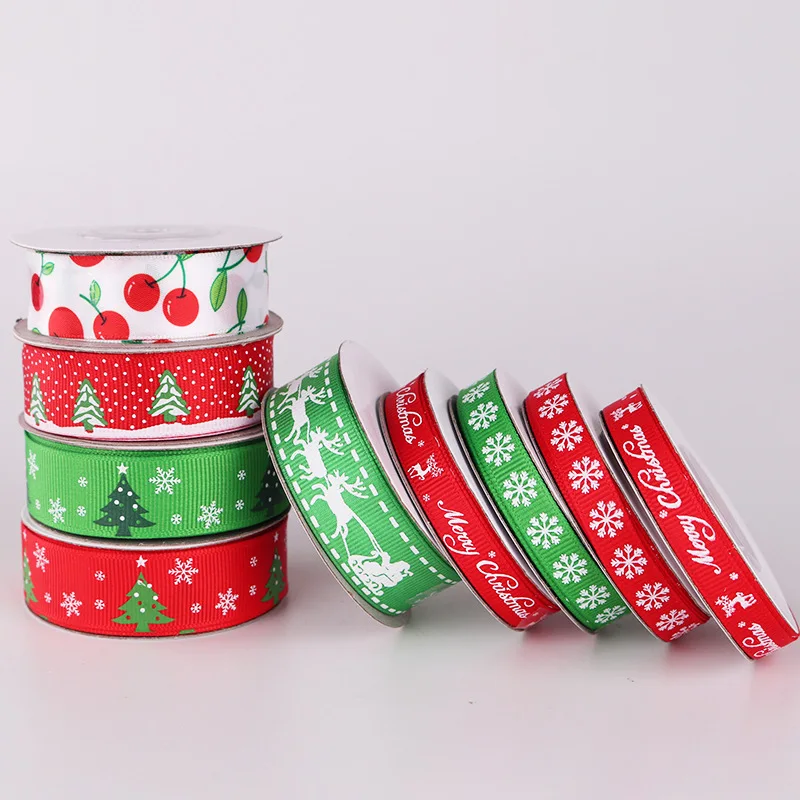 

10yards/25yards Top Quality Satin Printed Christmas Ribbon Gift Merry Christmas Ribbon Xmas Party Gift Wrapping Supply