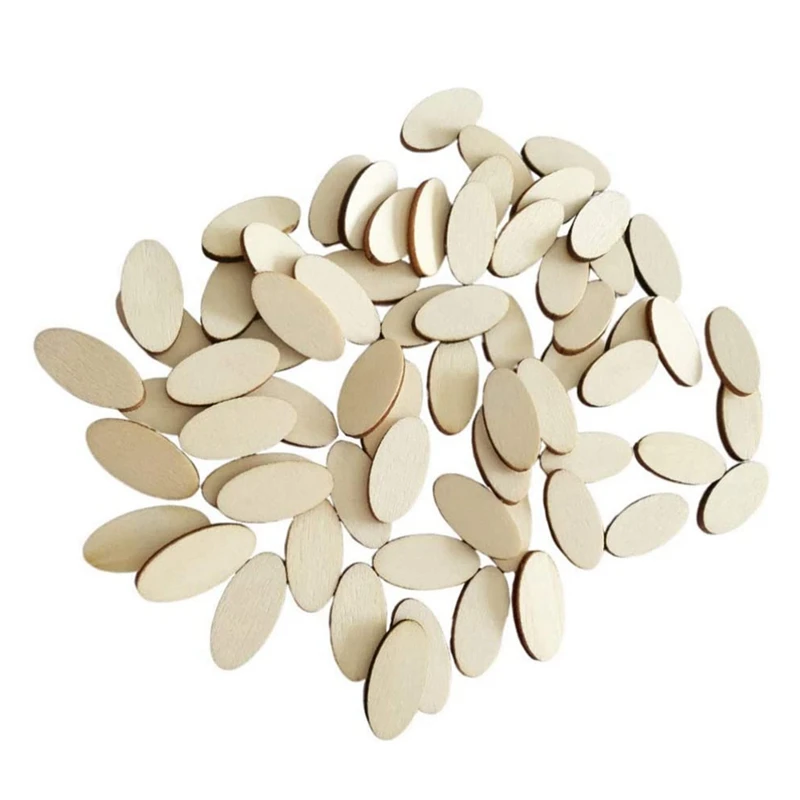 200Pcs Wooden Oval Slices Unfinished Slice For DIY Craft Paint Christmas Decor Centerpiece Gift Tag | Дом и сад