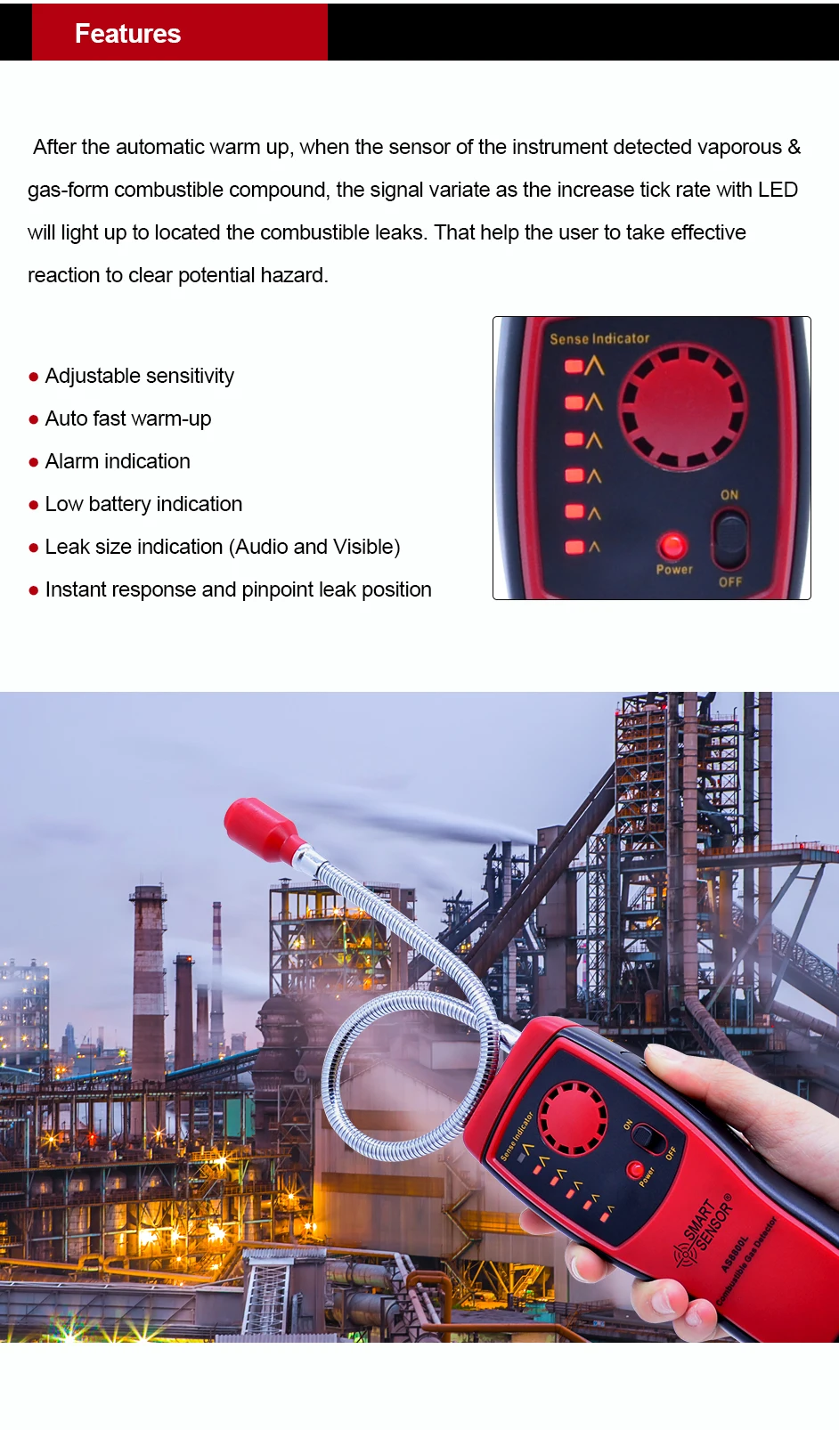 AS8800L Gas Analyzer Combustible gas detector (4)