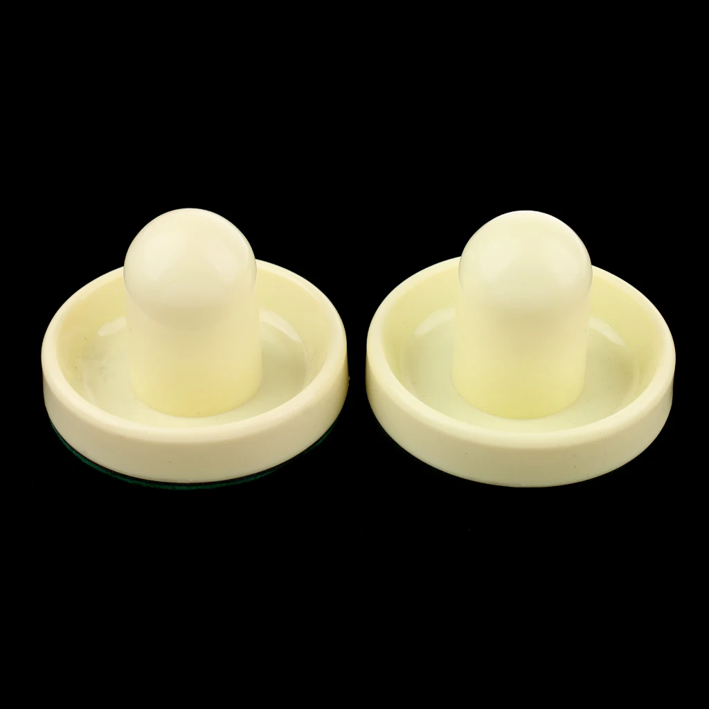 2 Packs 95mm Air Hockey Replacement Felt Pushers Handles Paddles Beige