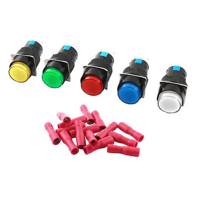 

5Pcs AC 250V 5A SPDT Non Locking Round Push Button Switch w DIY Wiring Terminals