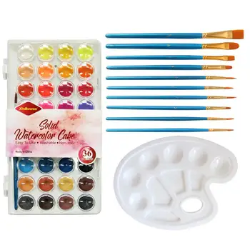 

Pressed Powder Painting Brushes Color Palette Set for Artists Drawing Supplies