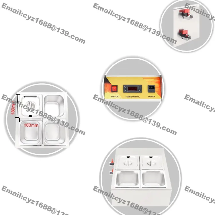 Коммерческих Применение 110 В 220 Электрический 4 горшок Bain Marie Шоколад плавильный котел теплые темперирующая машина