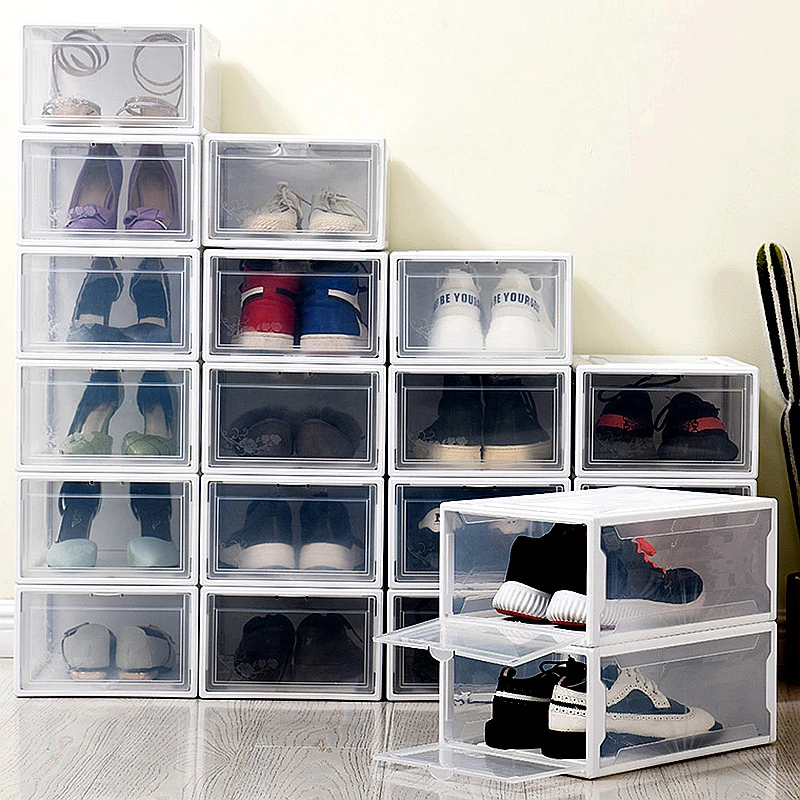 Plastic Stackable Shoe Storage Boxes Sneakers Box Shoe Box Storage