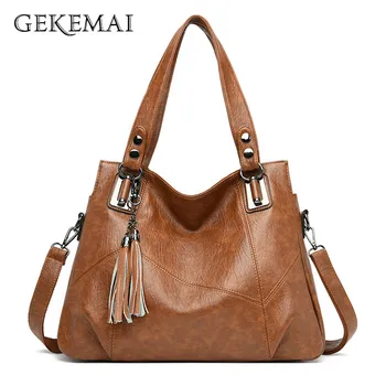 

2020 New Pleated Tote Bag Women Large Capacity Shoulder Bag Designer Tassel Handbag Vintage Genuine Leather Travel Crossbody Bag