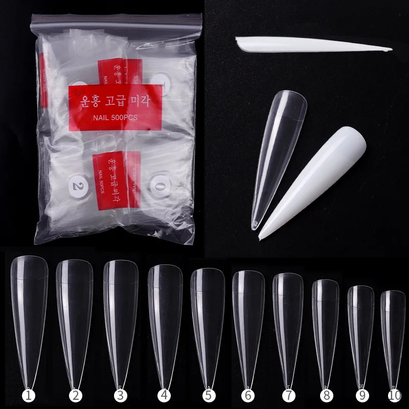 500Pcs/Bag New Nail Sheet Artifical Fake Nails Salon Acrylic Clear Tips Full Cover Capsules Manicure False | Красота и здоровье