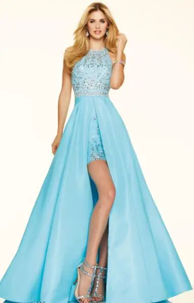 same as picture MicBridal, короткое спереди, длинное сзади, на выпускной,, Марокканское, белое, синее, с разрезом, для особых случаев, с бретелькой через шею, Вечерние Платья, Платья для подружек невесты - Цвет: same as picture