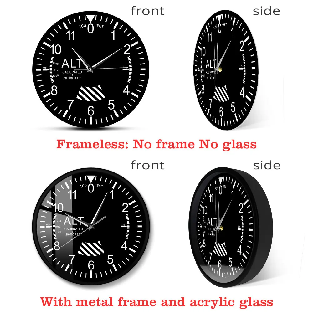 Classic Altimeter Round Wall Clock Modern Altimeter Instrument Style Wall Clock Pilot Air Plane Altitude Measurement Home Decor Just6F
