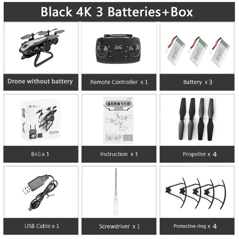 KEELEAD KY909 Дрон 4K wifi Двойная камера дроны RC Квадрокоптер Профессиональный бесщеточный оптический поток 20 мин Время полета складной Дрон - Цвет: 4K Black 3B Box