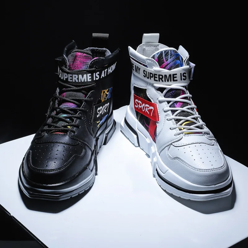 

MEN'S SHOES Winter Trendy Shoes plus Velvet Warm High Shoes 2019 New Style Trend Versatile Shoe Men Padded Shoes with Mandarin D