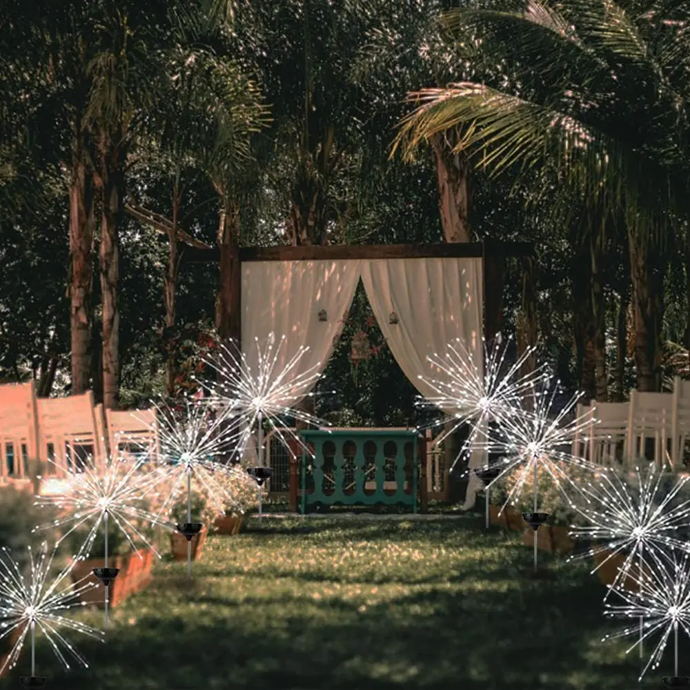 Solar LED Firework Lights Outdoor Grass Dandelion Fireworks Lamp Flash String Lights for Garden Lawn Landscape Christmas Lights