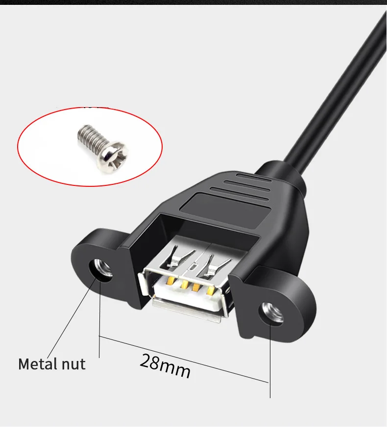 USB2.0 Extension Cable with Screw Holes - Male to Female for Secure Fixing in Chassis, Cabinet, or Baffle Description Image.This Product Can Be Found With The Tag Names Computer Cables Connecting, Computer Peripherals, PC Hardware Cables Adapters, Screw holes