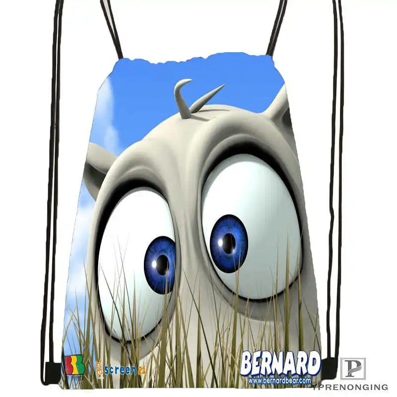 Пользовательские короткометражные мультфильмы Bernard Polar походная сумка на шнурке милый рюкзак для детей(черная спинка) 31x40 см#180531-02-29 - Цвет: Drawstring Backpack