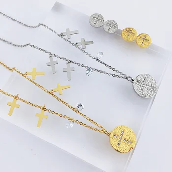 

To Beans Stainless steel Cross Necklaces & Pendants for Women Choker Clavicle Chain Jewelry Femme Bijoux Collares