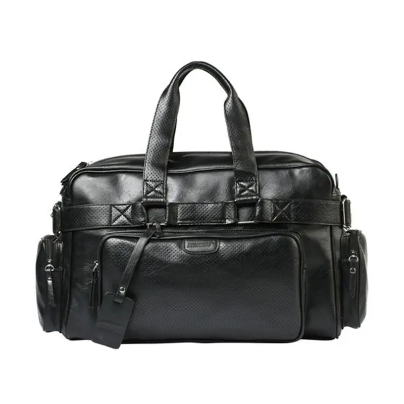 

PU Leather Black Large Capacity Men Luggage Pouch Waterproof Travel Bag Handbag