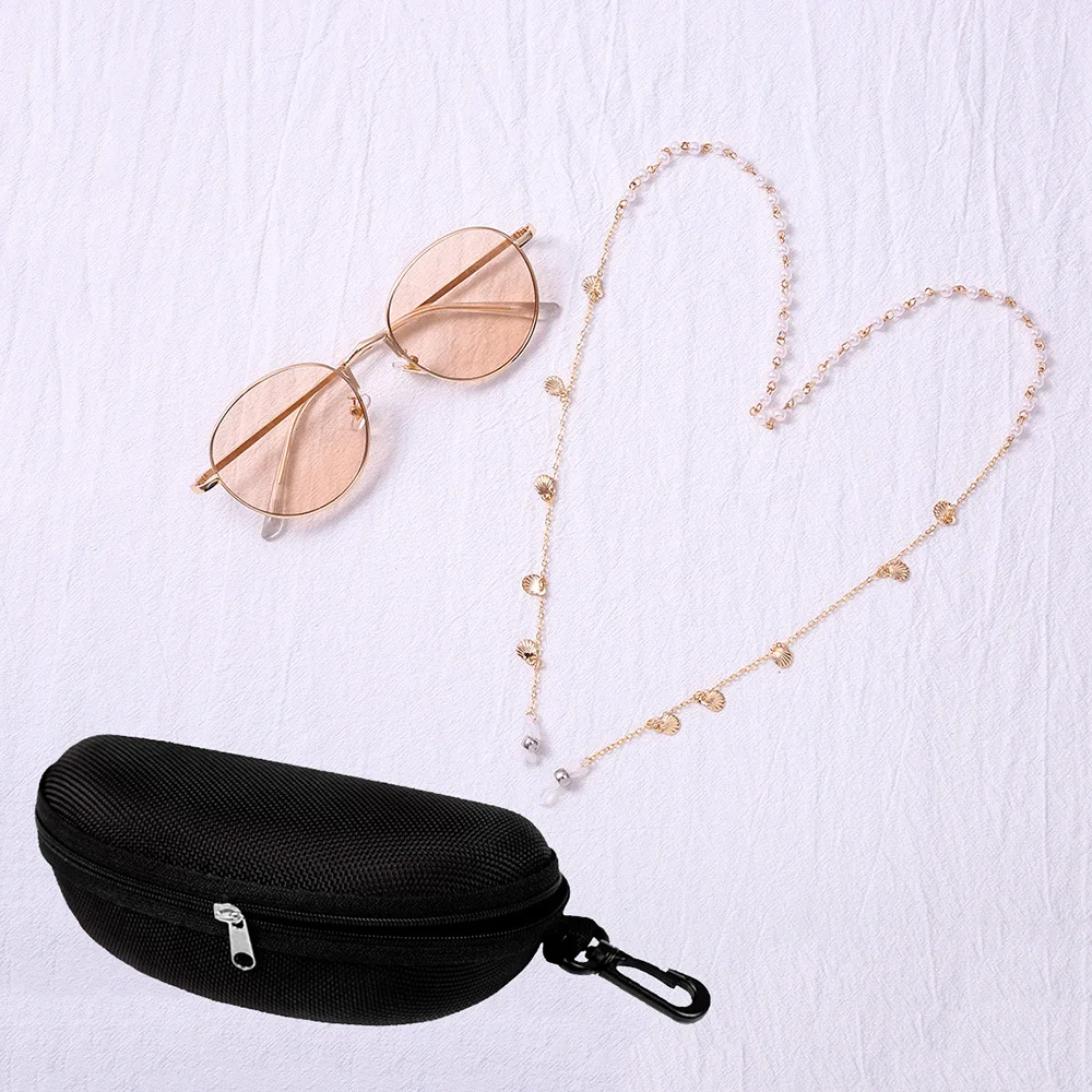 Шикарная модная цепочка для очков для чтения для женщин, женские металлические солнцезащитные очки, повседневные жемчужные ракушки, бисерные очки с цепочкой для очков для женщин
