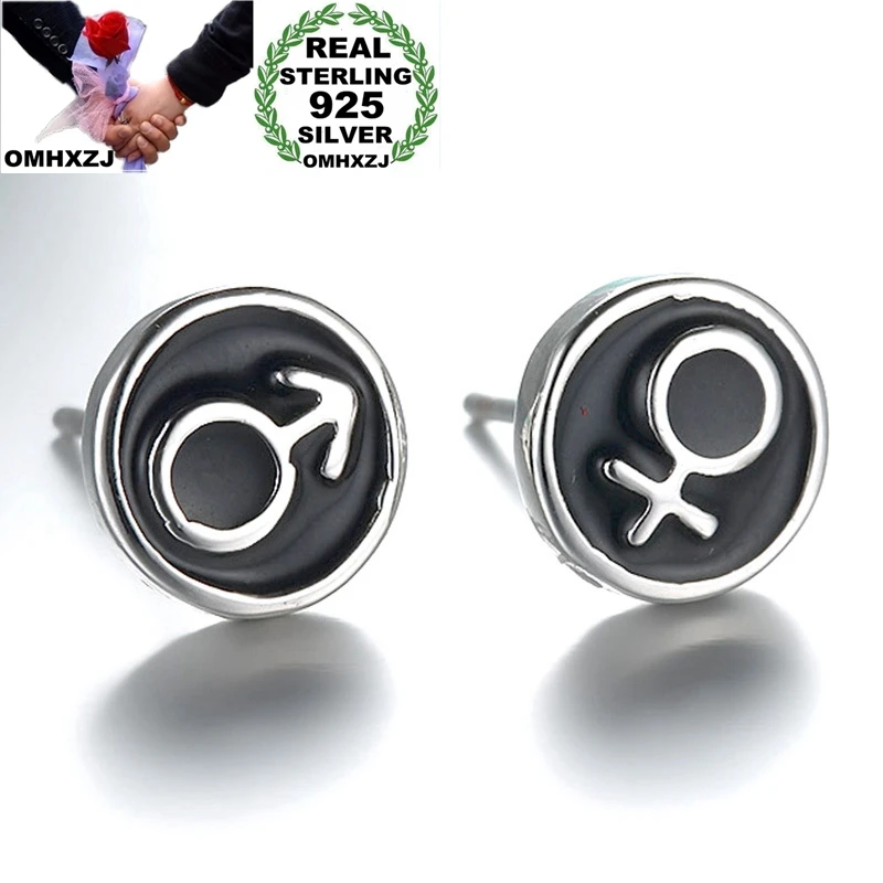 OMHXZJ Wholesale YS567 European Fashion Woman Man Party Birthday Wedding Gift Round Boy Girl S925 Sterling Silver Stud Earrings | Украшения