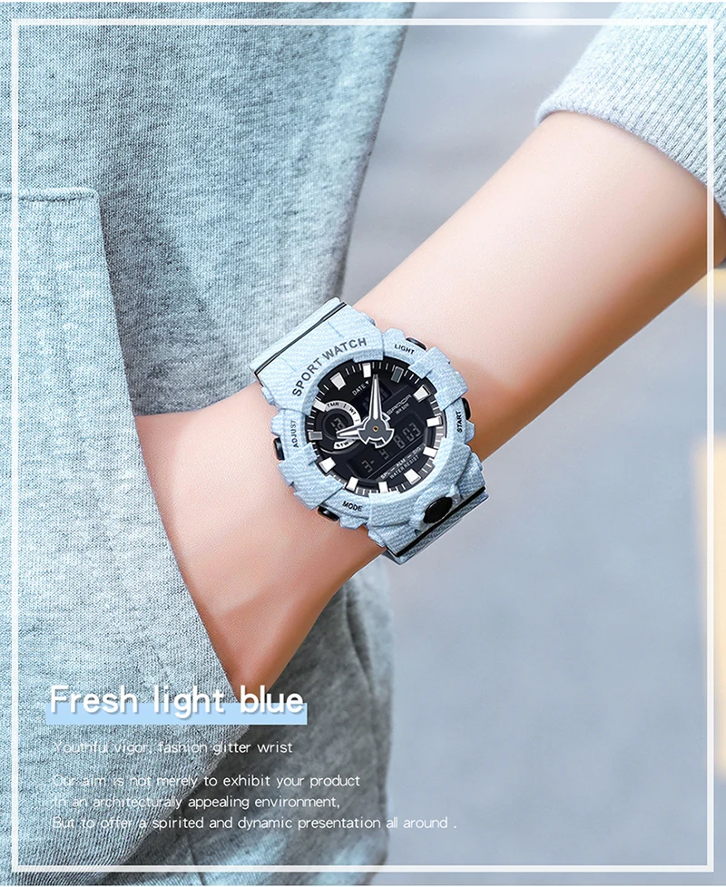 SANDA Women Sport Watches Dual Display Digital Fashion Waterproof Watch Analog Watch Ladies Clock Casual Relogio Feminino 3030