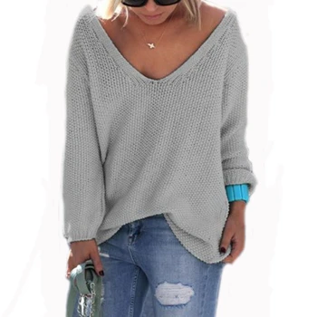 

Plus Size Autumn Winter Knitting Casual Long Sleeve Solid Colors Sweater Loose Female Sweaters Women Clothing