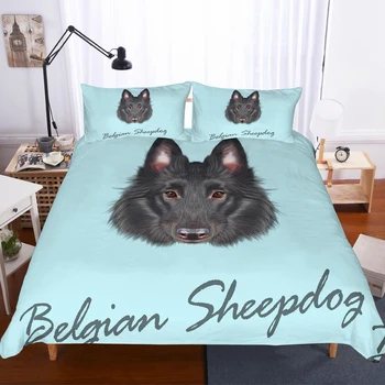 

Belgian Sheepdog Dog Slave Bedding Set Bedroom Decor 100% Microfiber Hypoallergenic with Zipper 1PC Duvet Cover with Pillowcases