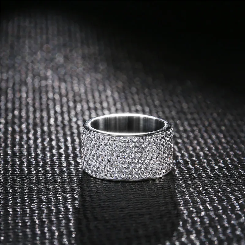 ZORCVENS бренд мода полный прозрачные хрустальные ювелирные изделия мода 316L обручальное кольцо из нержавеющей стали Свадебные Кольца для женщин