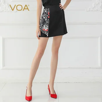 

VOA 41mm Important silk printed joint Irregular skirt basic versatile a-line short skirt C0612