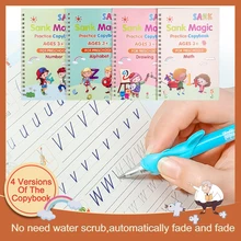 4 livros reutilizáveis copybook para caligrafia aprender alfabeto pintura aritmética matemática crianças escrita prática carta brinquedos