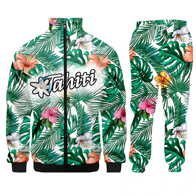 3D Print Tahiti Polynesia Aloha Suits Men Sets Funny Harajuku Winter Unisex 3d Tracksuit Jacket Sweatsuit ZIP Hoodies Customize