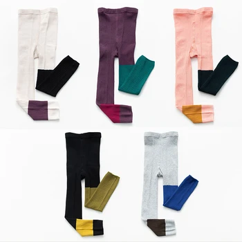 

Kid Cotton Ribbed Leggings Child Little Girl Boy Fashion Color matching Leggings Toddler Colorful Boomers Pants Baby Accessories