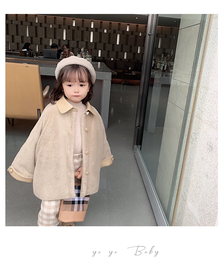 Пальто с лацканами для маленьких девочек, новая зимняя утепленная одежда, детское шерстяное хлопковое пальто, детская верхняя одежда