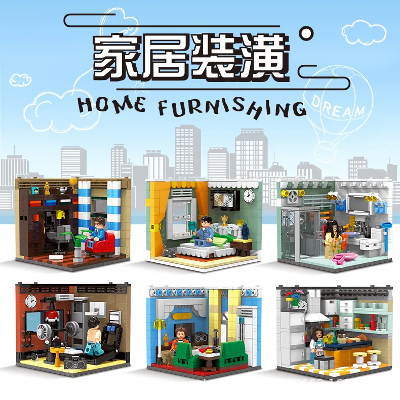

XINGBAO Building Blocks Home Decoration Xb01401 Scene 6-in-1 Assembled Small Particles Building Blocks Model 6-8-10-Year-Old
