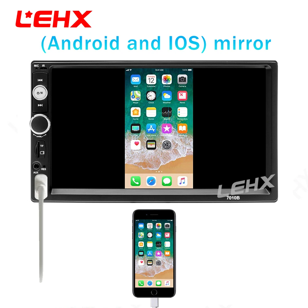 Автомобильный мультимедийный видеоплеер 2 Din с телефоном Android и iphone mirror link carplay для