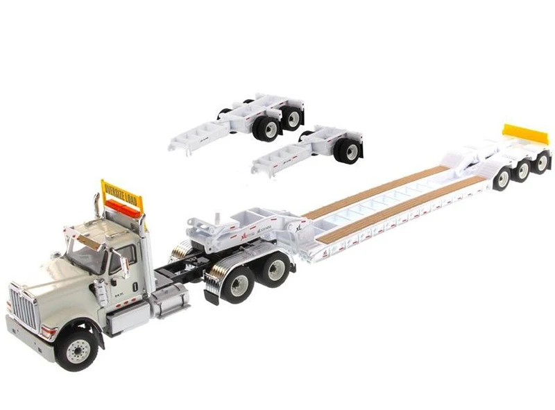 US $136.89 n Stcok Collectible 150 Scale International HX520 Day Cab Tandem Tractor With XL 120 Lowboy Trailer Model for Fans Boys Gifts