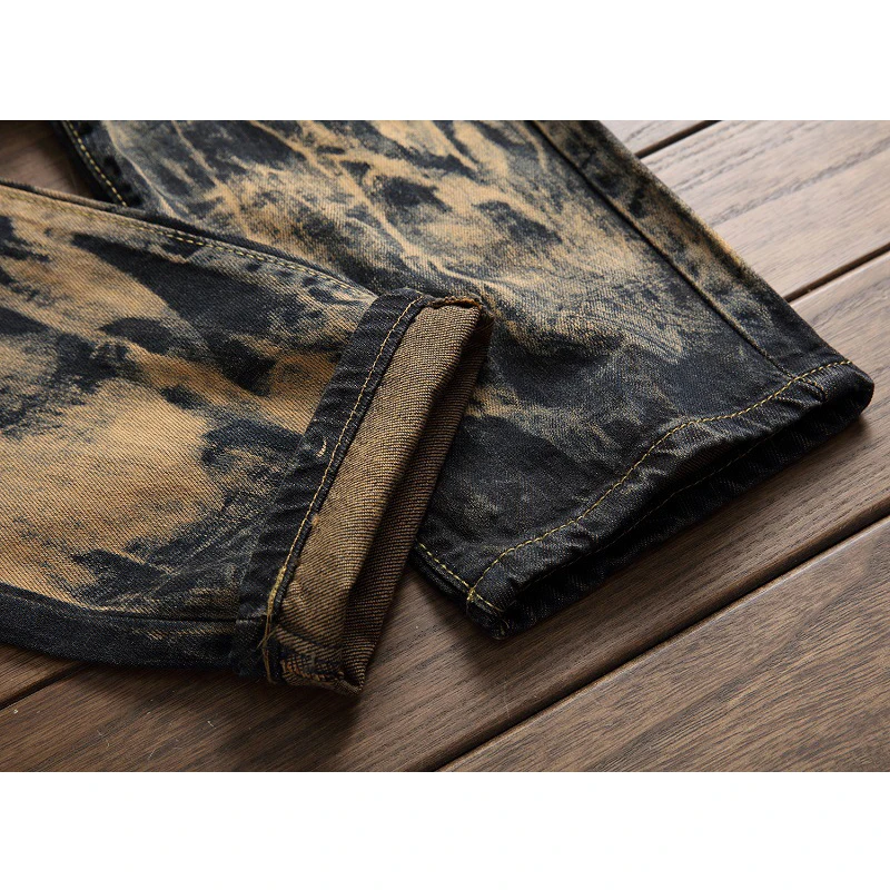 Джинсы мужские рваные джинсы старая мода четыре сезона прямые мужские джинсы ретро джинсы повседневные брюки