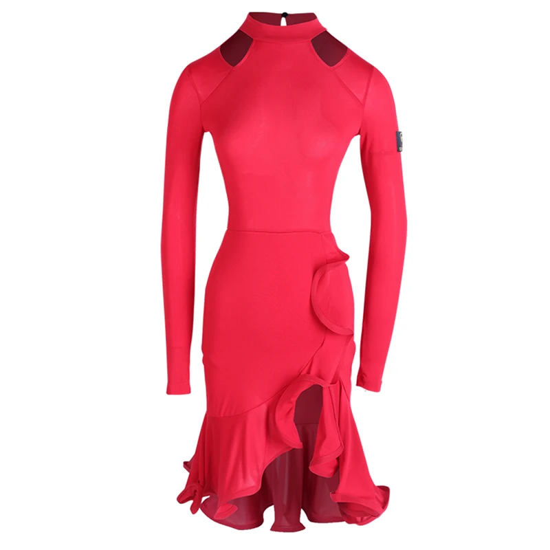 Red Dress Платье для латинских танцев для женщин и взрослых, юбка для танцев, новая одежда для выступлений, красное платье для танцев, сексуальное открытое платье для латинских танцев BL2625 - Цвет: Red Dress