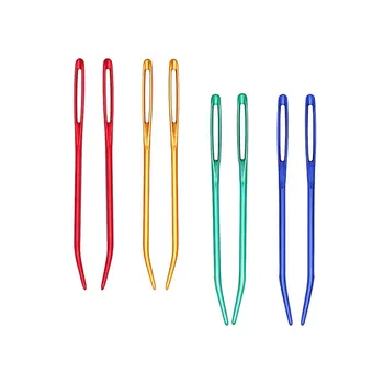 

8 Pcs Aluminium Large Hole Blunt Needles Weaving Tools Bending Head Knitting Needles for Crochet Darning Sewing Handmade Crafts