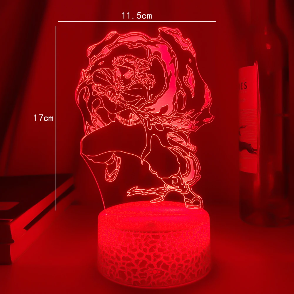 dinosaur light Anime 3d Light Demon Slayer Kyojuro Rengoku for Bedroom Decor Night Light Room Decor Gift Manga Led Lamp Kimetsu No YaibaFeatures: best night light