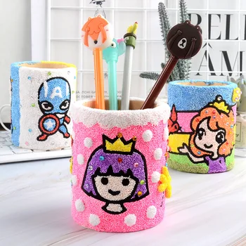 

Pen Holder Toys Kit Wooden Snowflake Graffiti Children Kids Is DIY Handmade Material Making Color Mud HAPPY P14